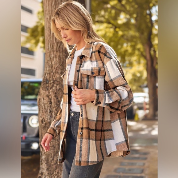 Amazon Find- Women’s Casual Plaid Shacket Button Down Long Sleeve Shirt - Picture 2 of 6